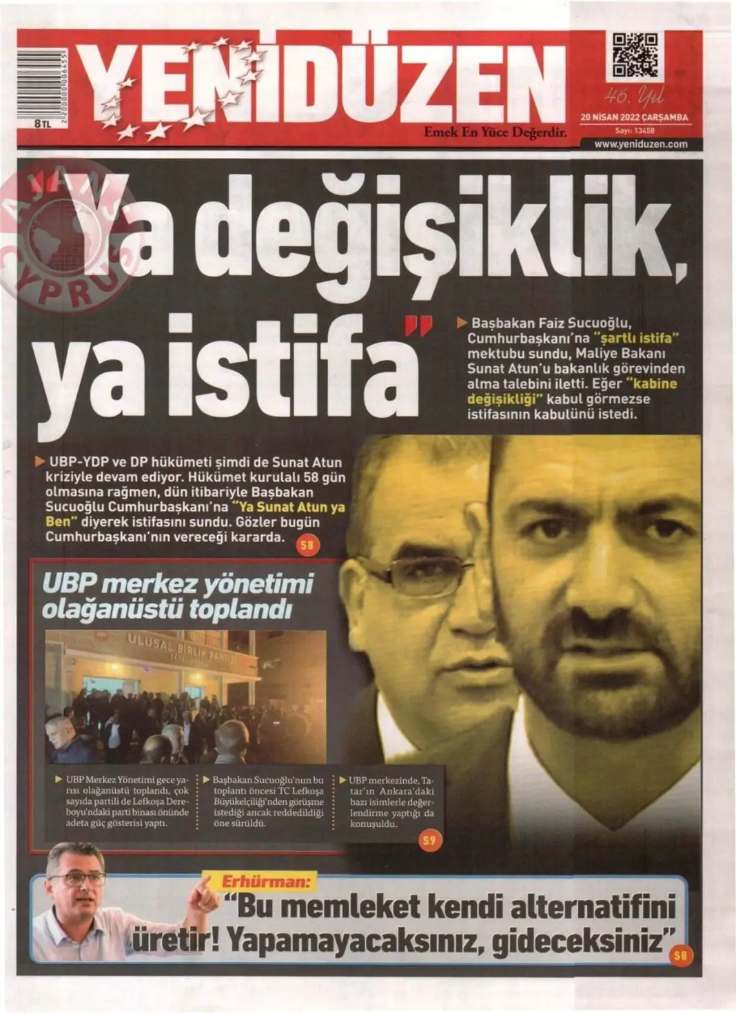 20 Nisan 2022 Çarşamba Gazete Manşetleri 6