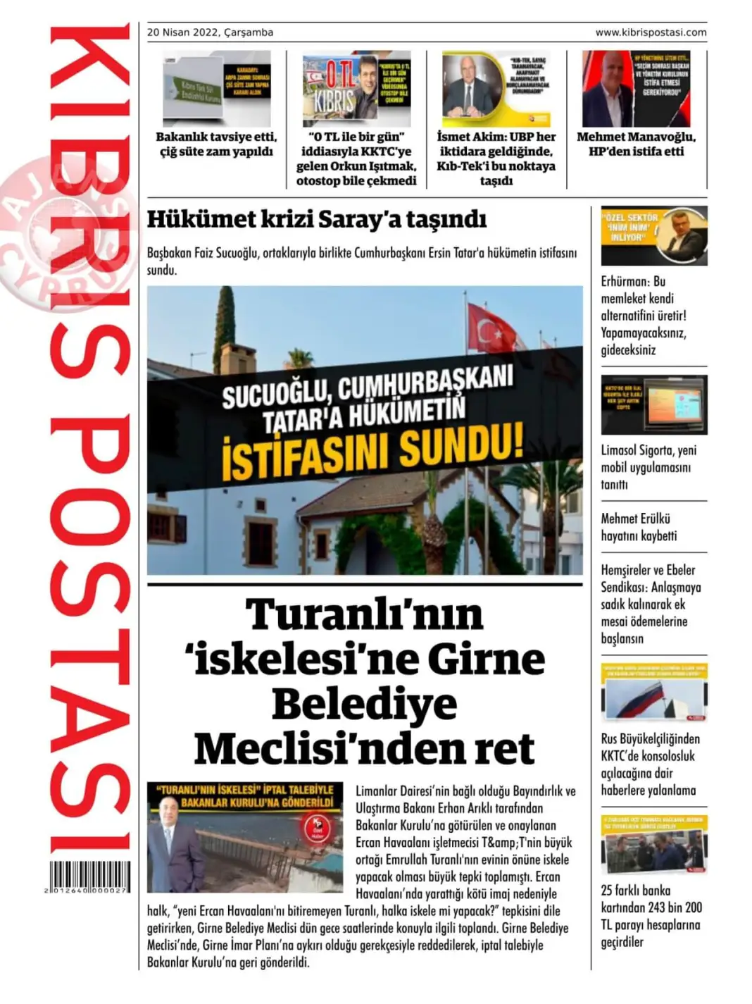 20 Nisan 2022 Çarşamba Gazete Manşetleri 9