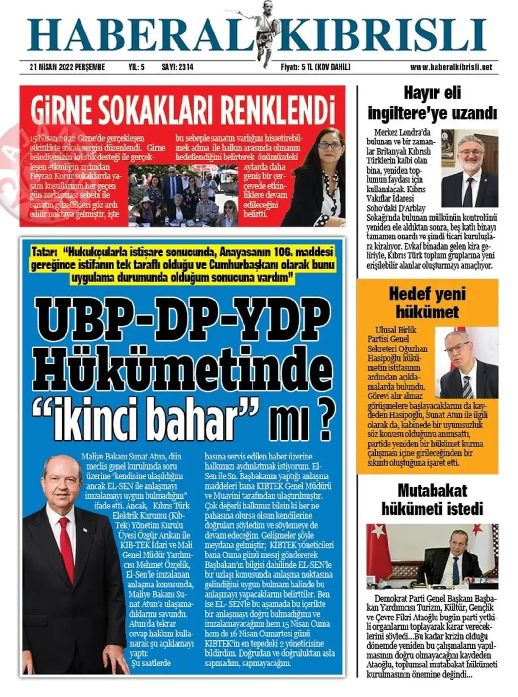 21 Nisan 2022 Perşembe Gazete Manşetleri 16