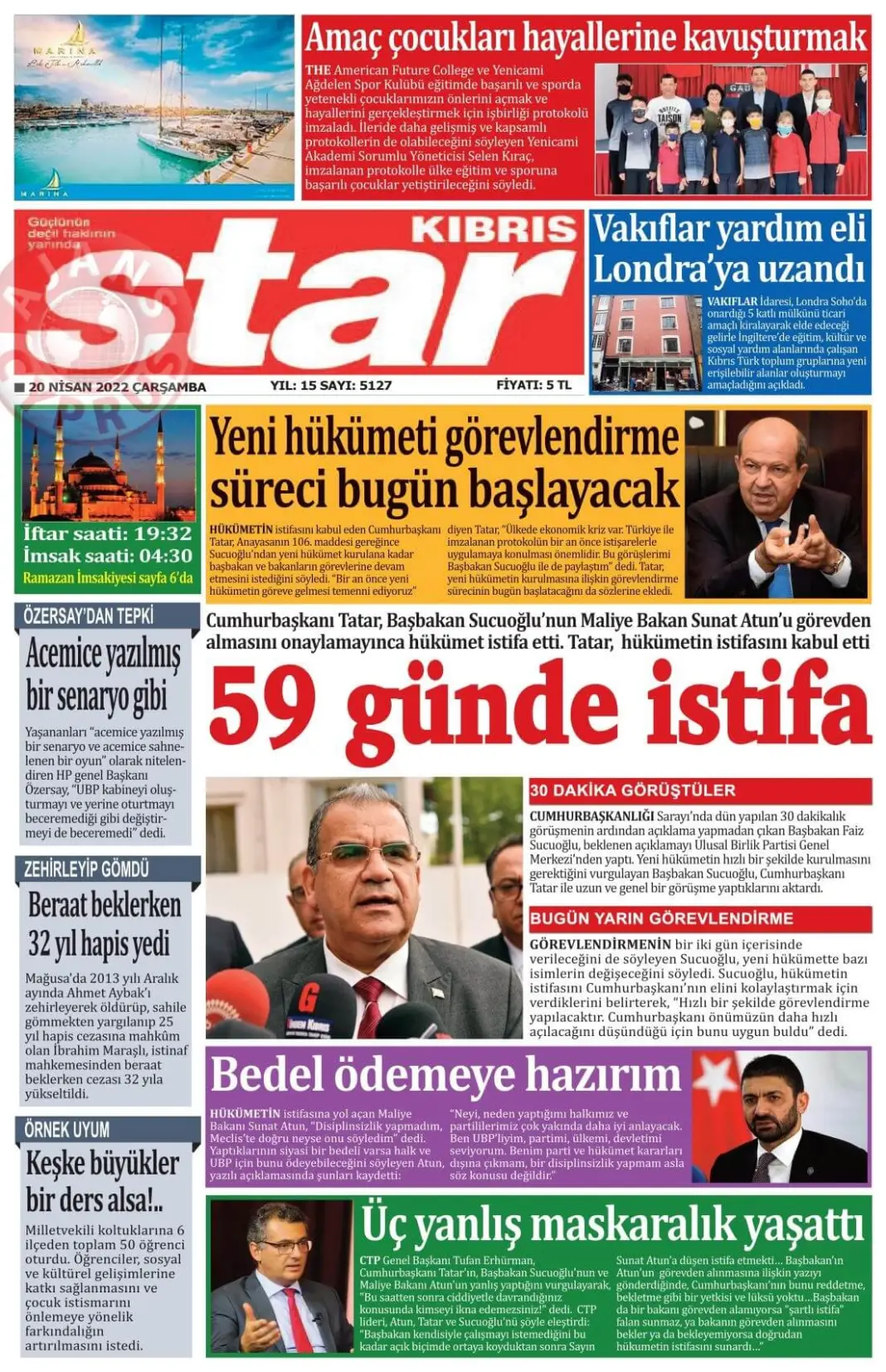 21 Nisan 2022 Perşembe Gazete Manşetleri 4