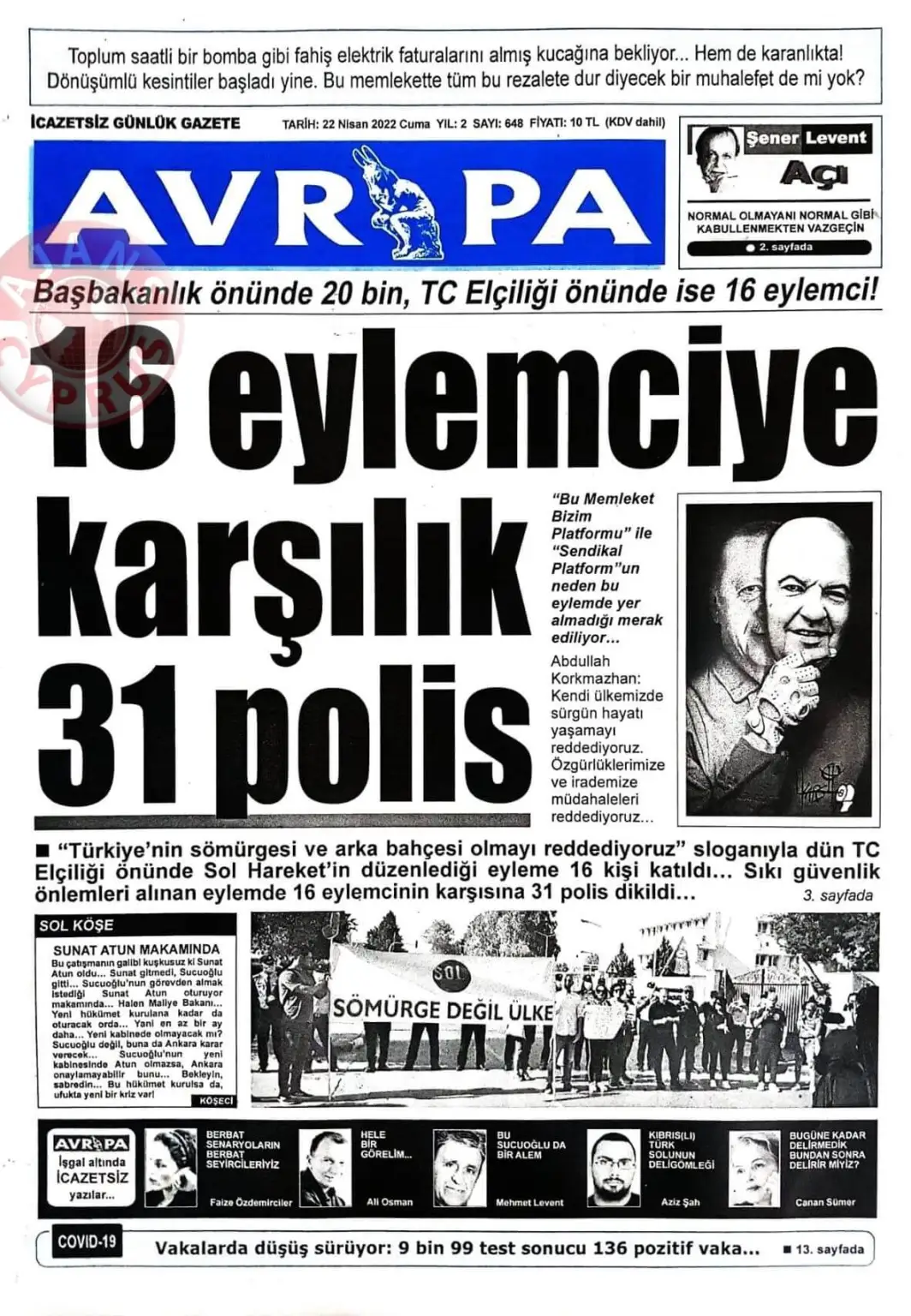 22 Nisan 2022 Cuma Gazete Manşetleri 11