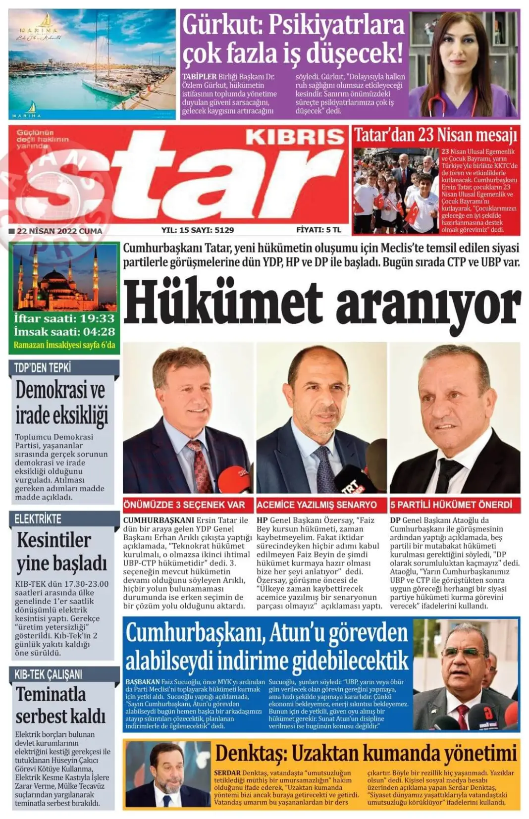 22 Nisan 2022 Cuma Gazete Manşetleri 4