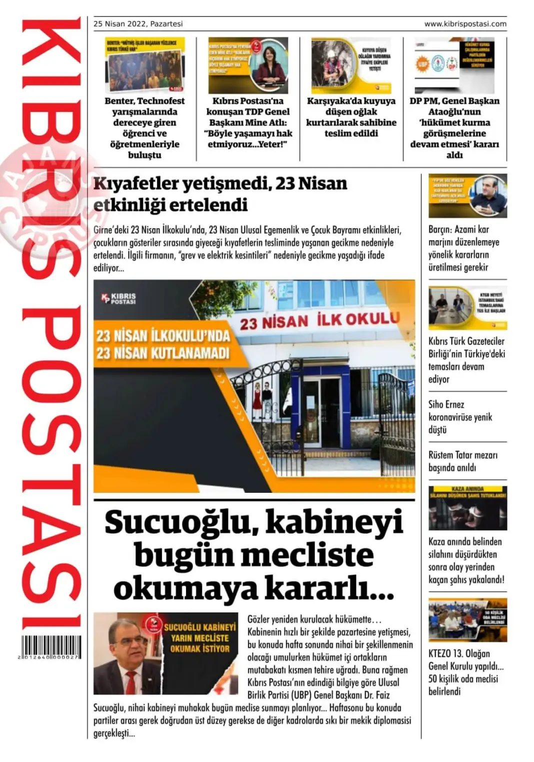 25 Nisan 2022 Pazartesi Gazete Manşetleri 11
