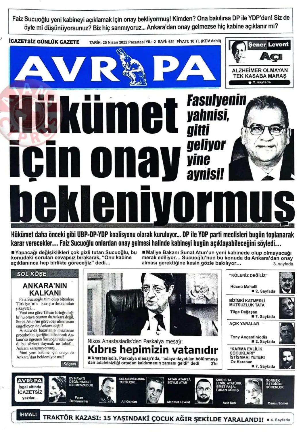 25 Nisan 2022 Pazartesi Gazete Manşetleri 12