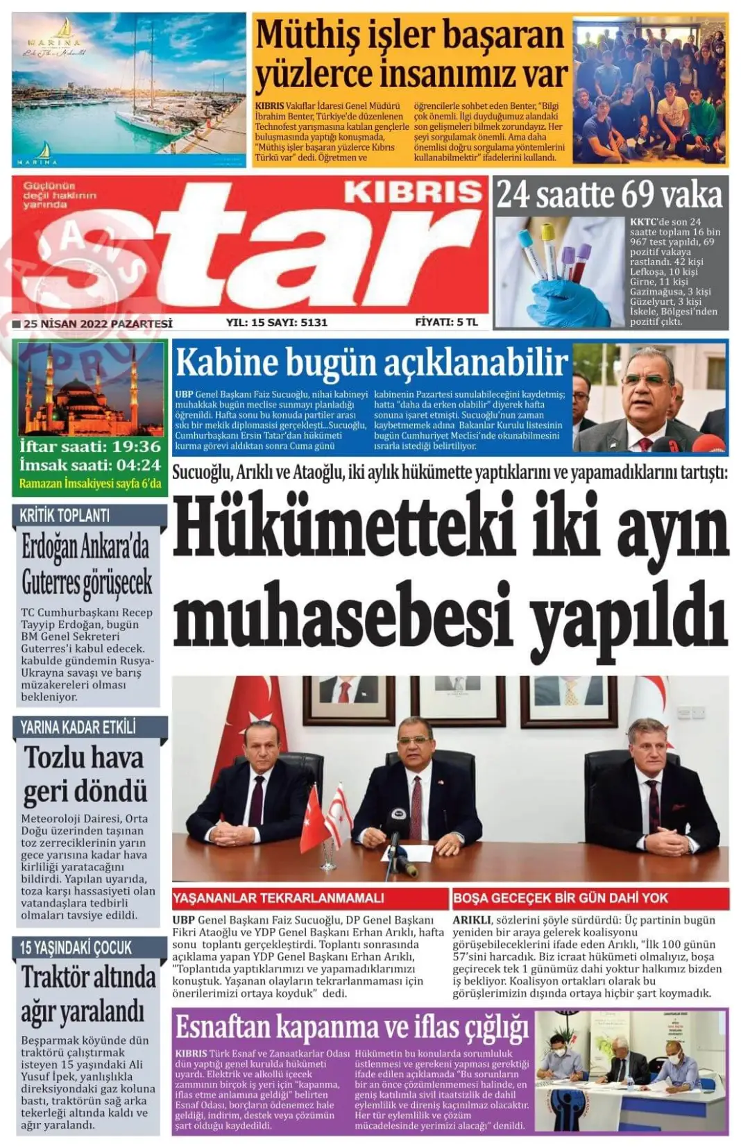 25 Nisan 2022 Pazartesi Gazete Manşetleri 5