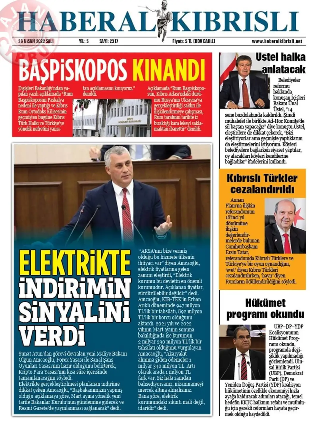 26 Nisan 2022 Salı Gazete Manşetleri 11