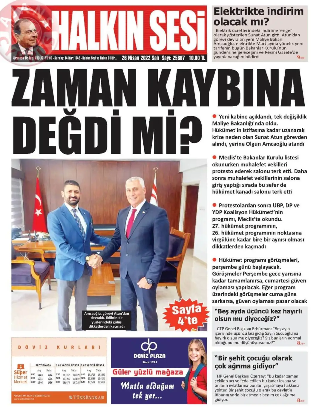 26 Nisan 2022 Salı Gazete Manşetleri 3