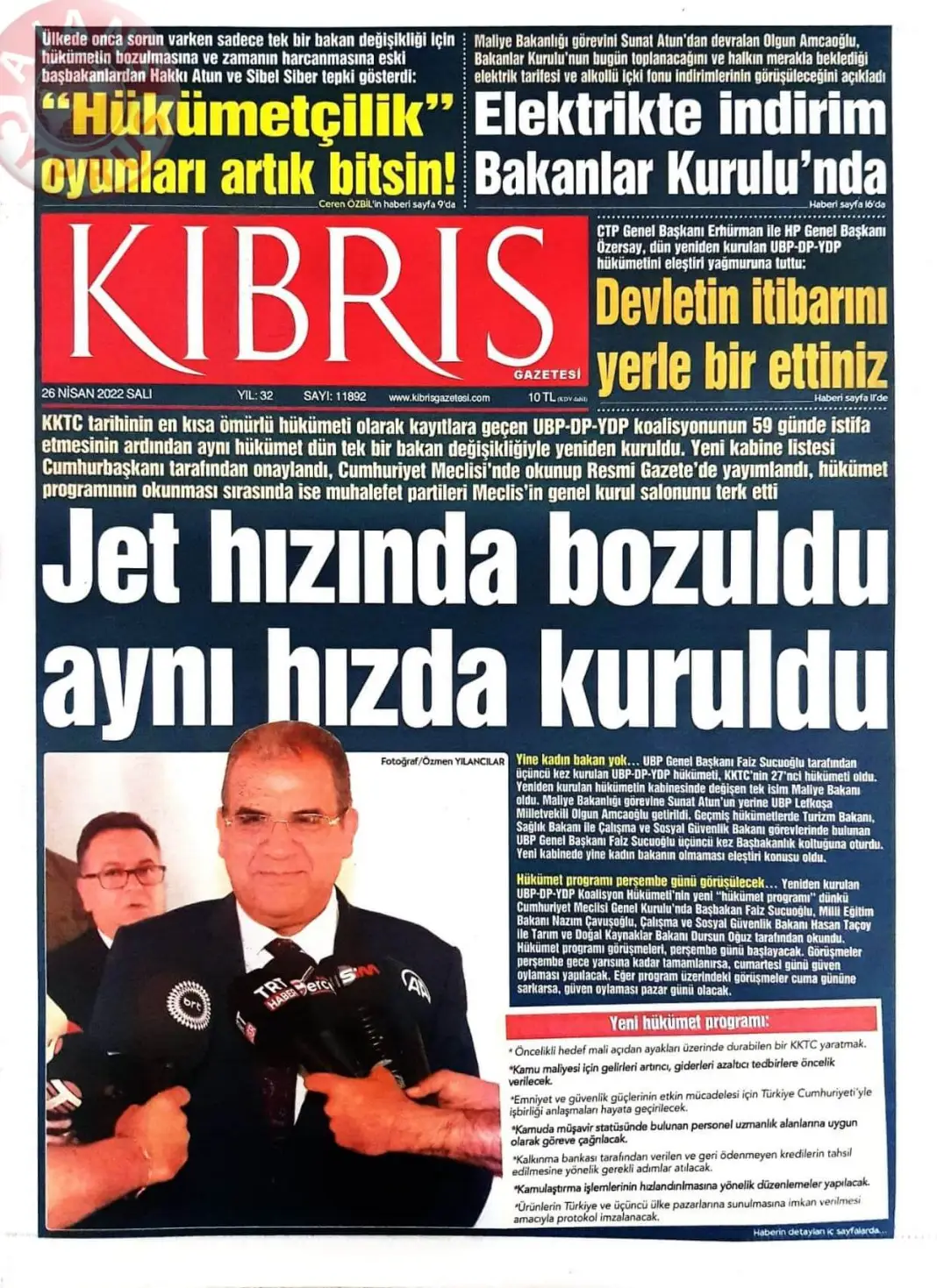 26 Nisan 2022 Salı Gazete Manşetleri 4