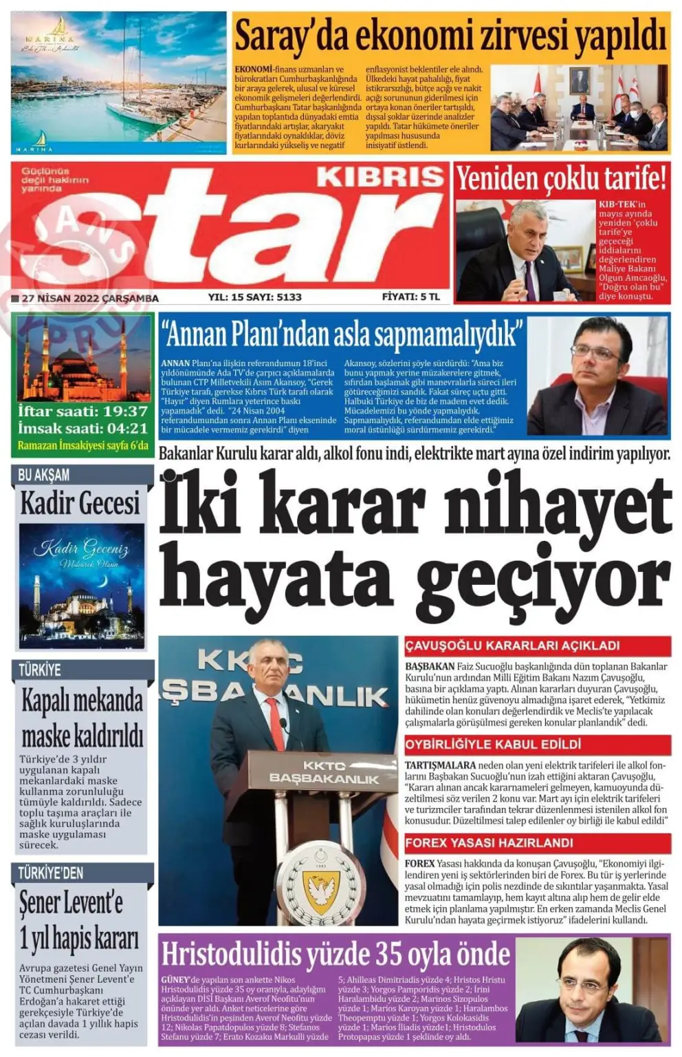 27 Nisan 2022 Çarşamba Gazete Manşetleri 4