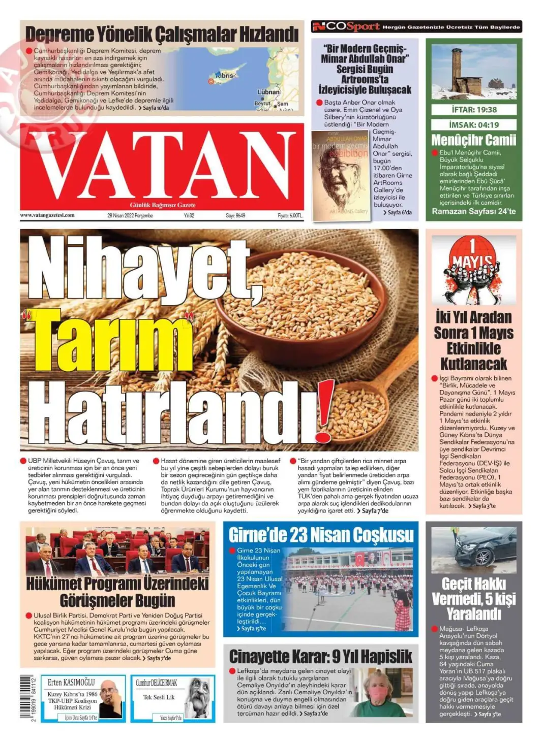 28 Nisan 2022 Perşembe Gazete Manşetleri 17