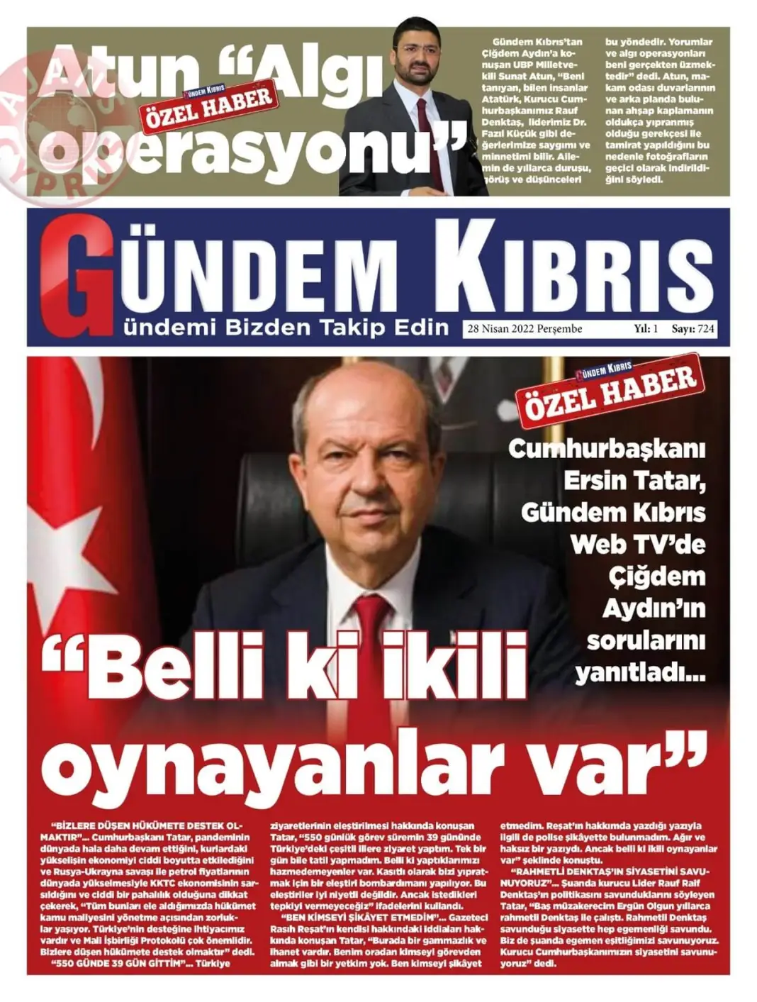 28 Nisan 2022 Perşembe Gazete Manşetleri 5