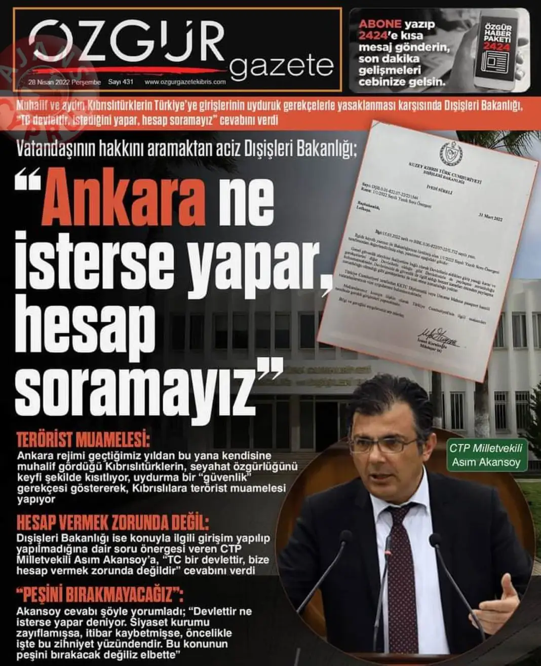 28 Nisan 2022 Perşembe Gazete Manşetleri 6