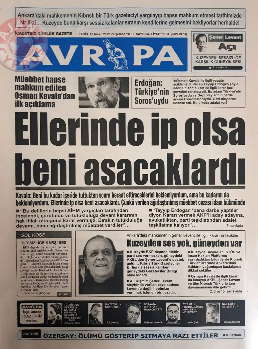 28 Nisan 2022 Perşembe Gazete Manşetleri 9