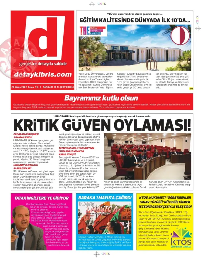 29 Nisan 2022 Cuma Gazete Manşetleri 8
