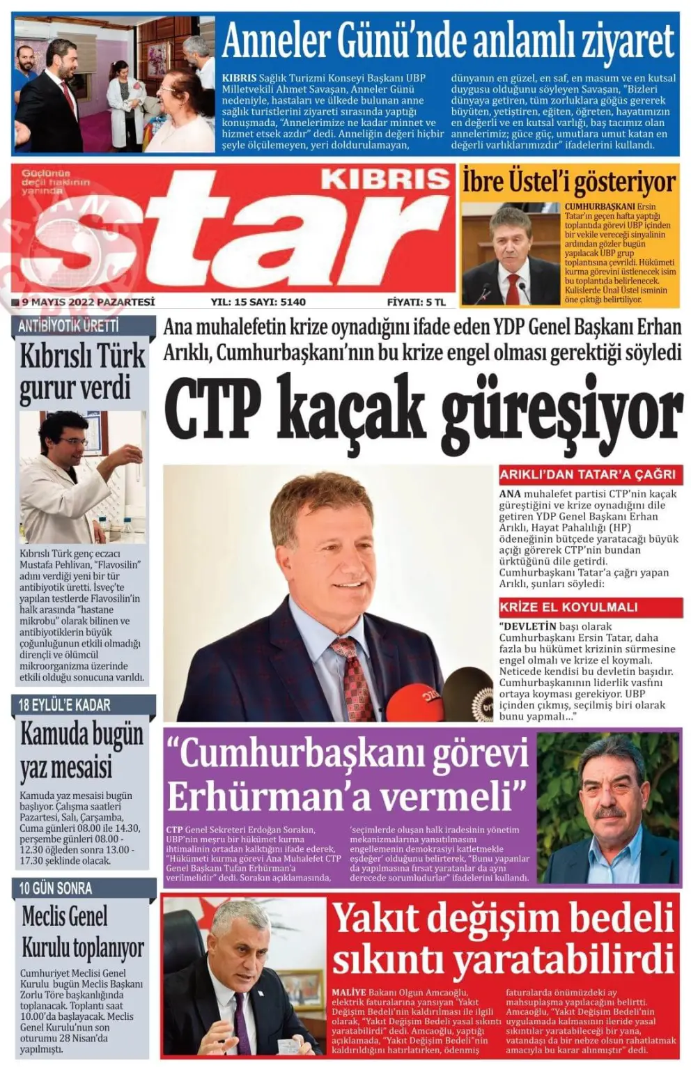 9 Mayıs 2022 Pazartesi Gazete Manşetleri 4