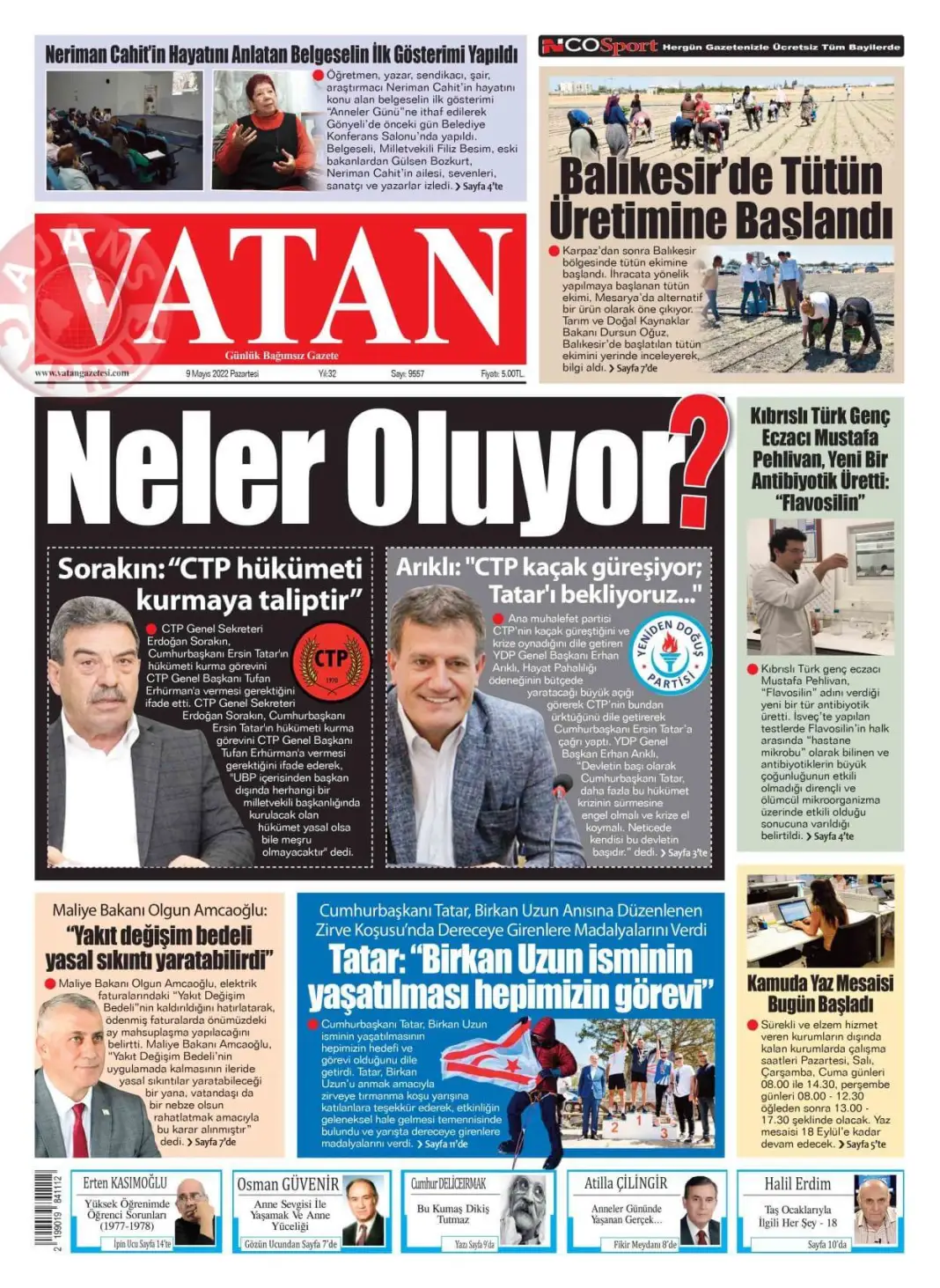 9 Mayıs 2022 Pazartesi Gazete Manşetleri 5