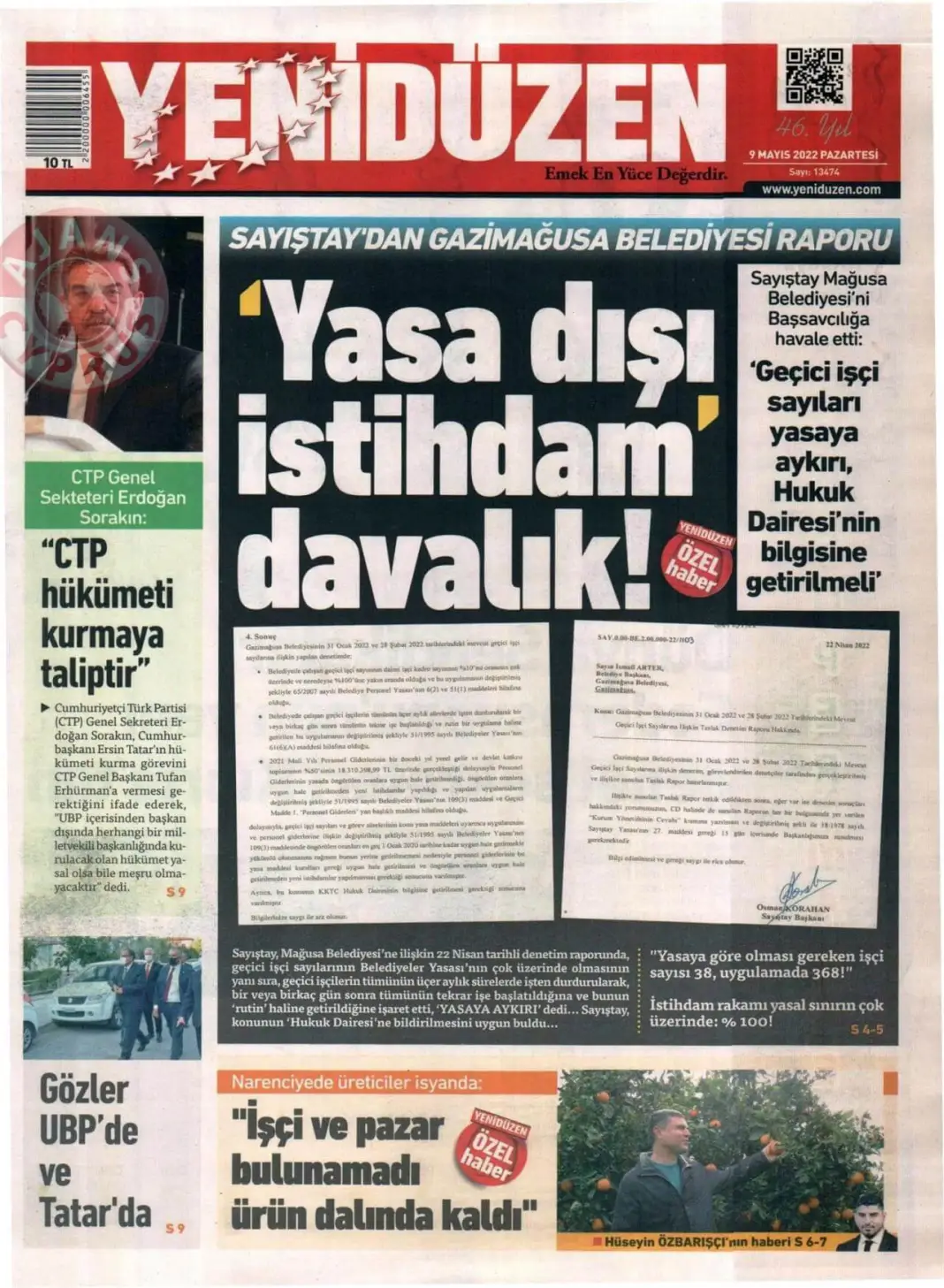 9 Mayıs 2022 Pazartesi Gazete Manşetleri 7