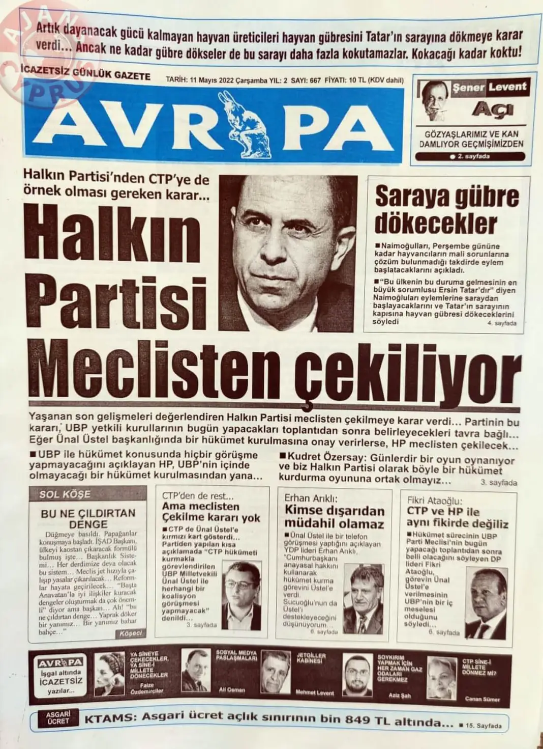 11 Mayıs 2022 Çarşamba Gazete Manşetleri 11