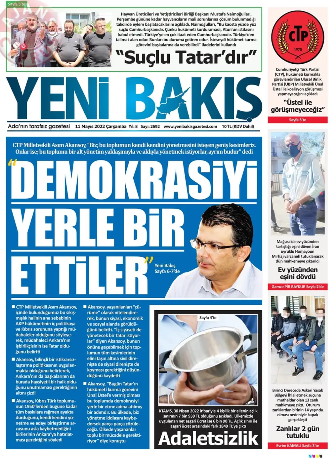 11 Mayıs 2022 Çarşamba Gazete Manşetleri 7