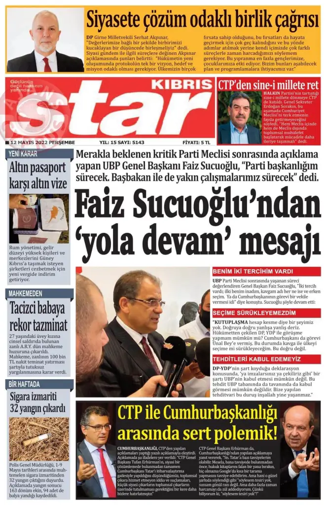 12 Mayıs 2022 Perşembe Gazete Manşetleri 6