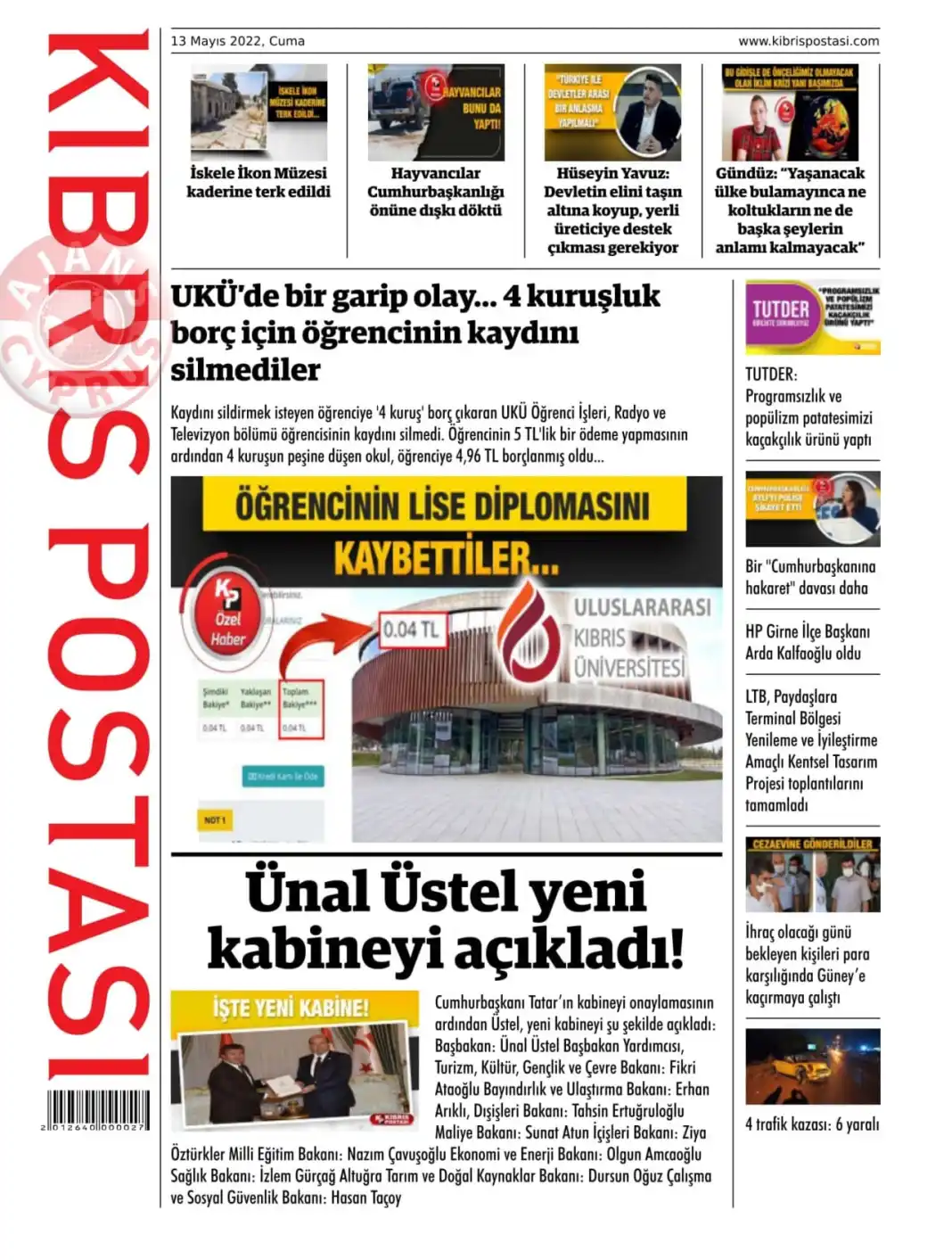 13 Mayıs 2022 Cuma Gazete Manşetleri 10
