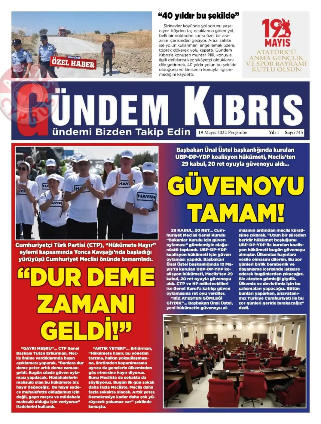 19 Mayıs 2022 Perşembe Gazete Manşetleri 14