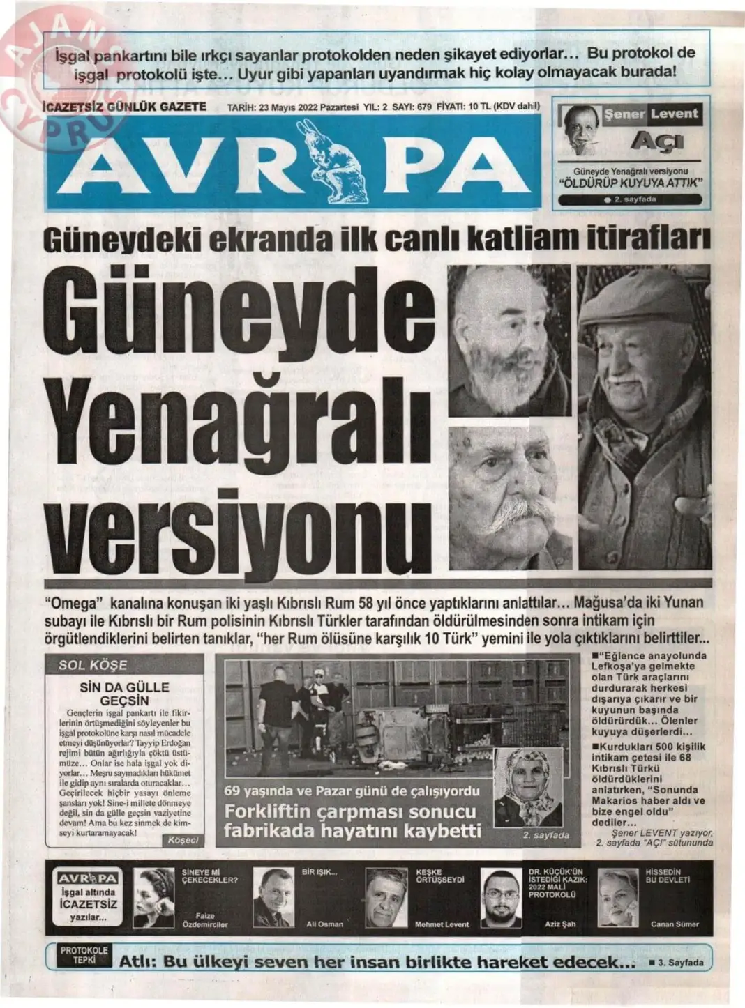 23 Mayıs 2022 Pazartesi Gazete Manşetleri 11