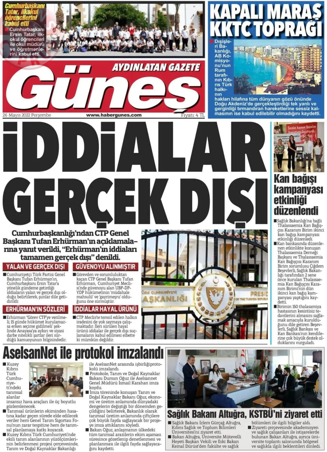 26 Mayıs 2022 Perşembe Gazete Manşetleri 14