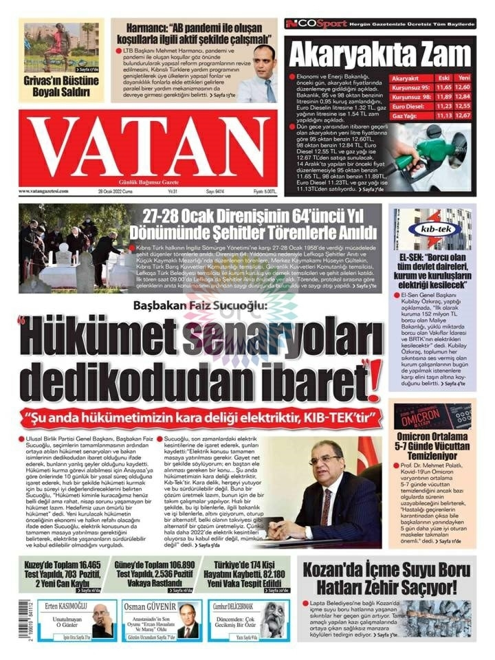 28 Ocak 2022 Gazete Manşetleri 7