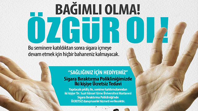 Dr. Suat Günsel Girne Üniversitesi Hastanesi’nde halka açık seminer düzenleniyor:“Bağımlı olma, özgür ol!”