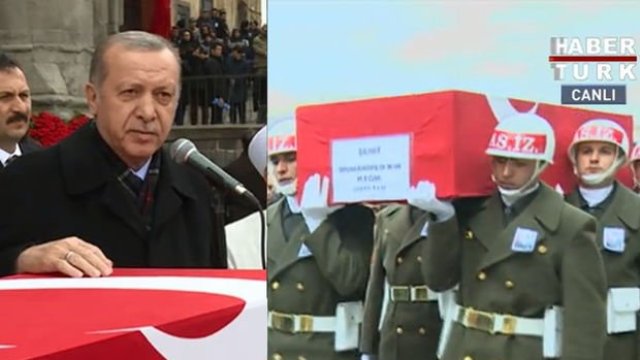Cumhurbaşkanı Erdoğan'dan şehit cenazesinde Afrin mesajı: Müjde yaklaşıyor