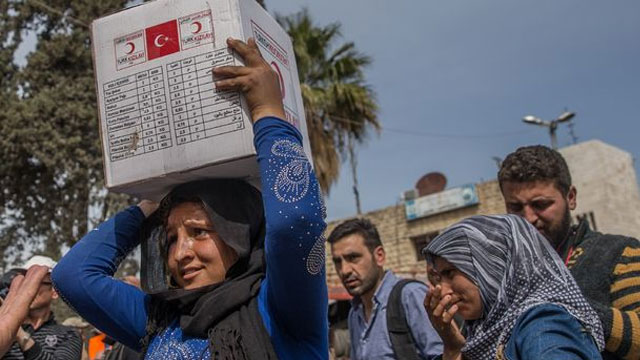 Afrin bölgesinde toplam 8 bin 101 aileye insani yardım ulaştırıldı