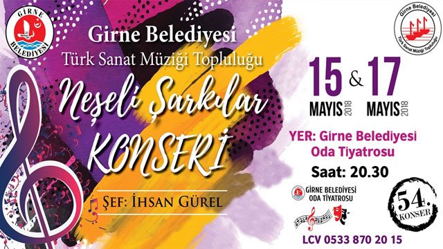 Girne Belediyesi TSM topluluğu “Neşeli Şarkılar Konseri” düzenliyor