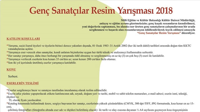 “Genç Sanatçılar Resim Yarışması” için başvuru süresi 25 Mayıs Cuma günü sona erecek
