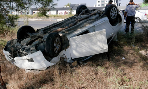 Girne-Lefkoşa Anayolunda korkutan kaza!