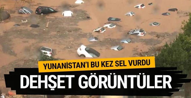 Yunanistan'da yangından sonra şimde de sel felekati! (Video haber)