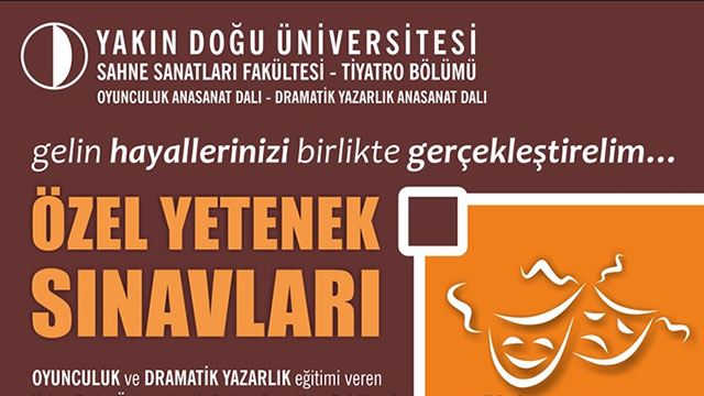 YDÜ Sahne Sanatları Fakültesi Tiyatro Bölümü, Oyunculuk ve Dramatik Yazarlık Anasanat dallarına öğrenci alınacak