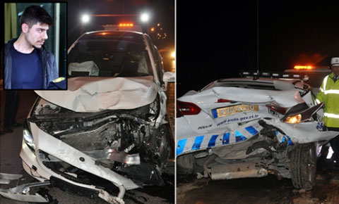 Başka araca çarpmamak için şerit değiştirmiş