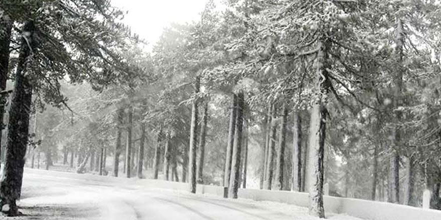 Trodos’ta kar kalınlığı 2 cm’ye ulaştı