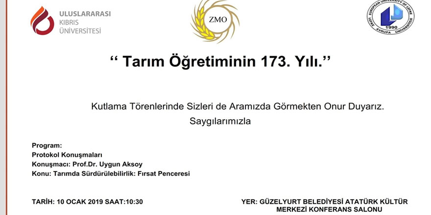 Güzelyurt’ta yarın “Tarımda sürdürülebilirlik, fırsat penceresi” konuşulacak