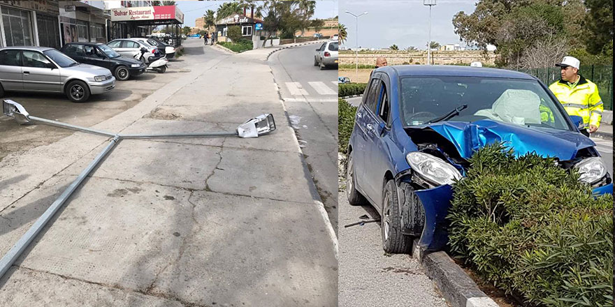 Aydınlatma direğini yerinden söktü!