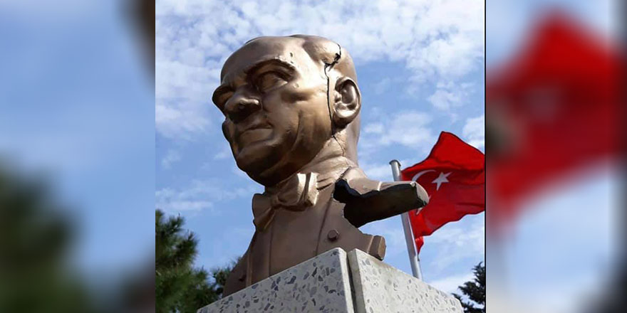 Atatürk büstüne çirkin saldırı