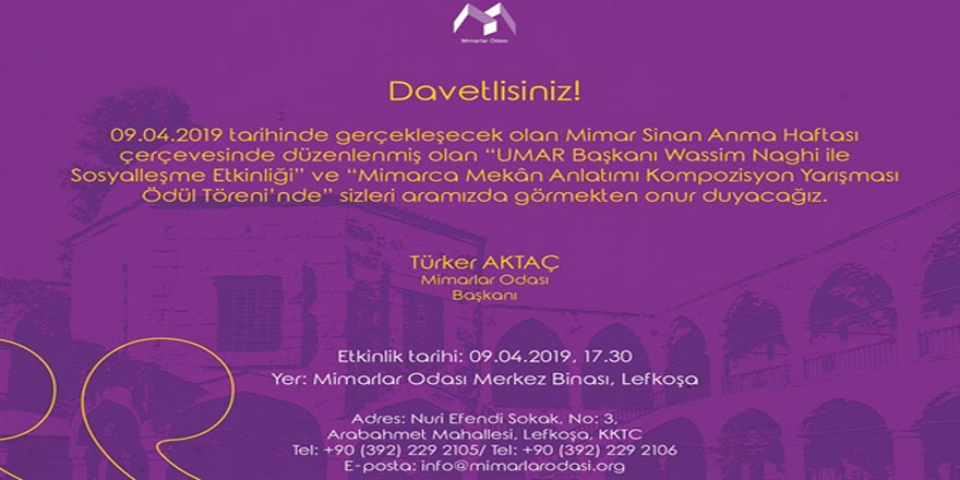 Mimarlar odası’ndan Mimar Sinan’ı anma ve mimarlar günü etkinliği