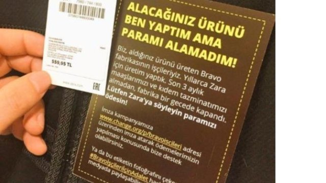 Zara ürünlerinde 'isyanın etiketi'