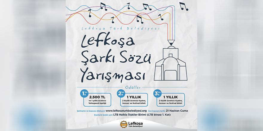 Lefkoşa Şarkı Sözü Yarışması İçin Son Başvuru Tarihi 21 Haziran Cuma