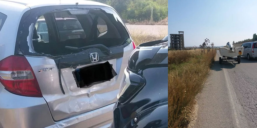 Yol içerisine terk edilmiş tekne kazaya neden oldu