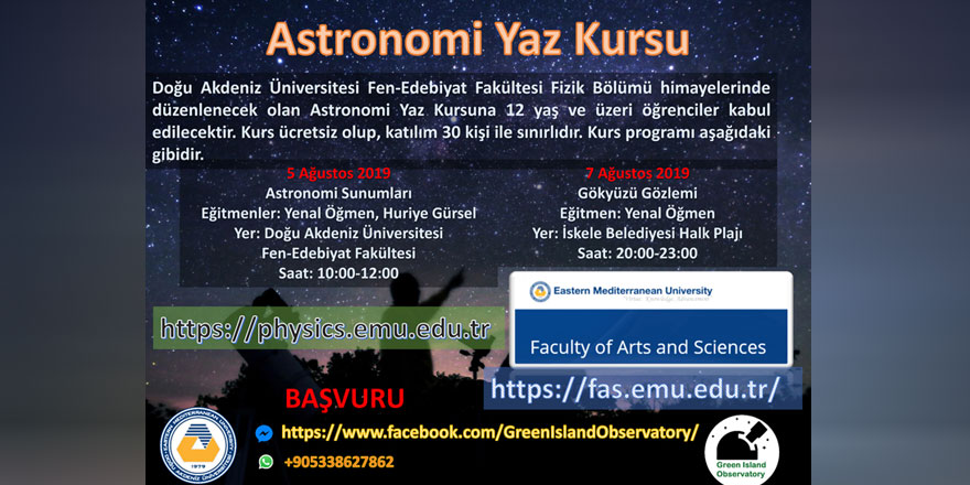 DAÜ Fizik bölümü’nden astronomi yaz kursu