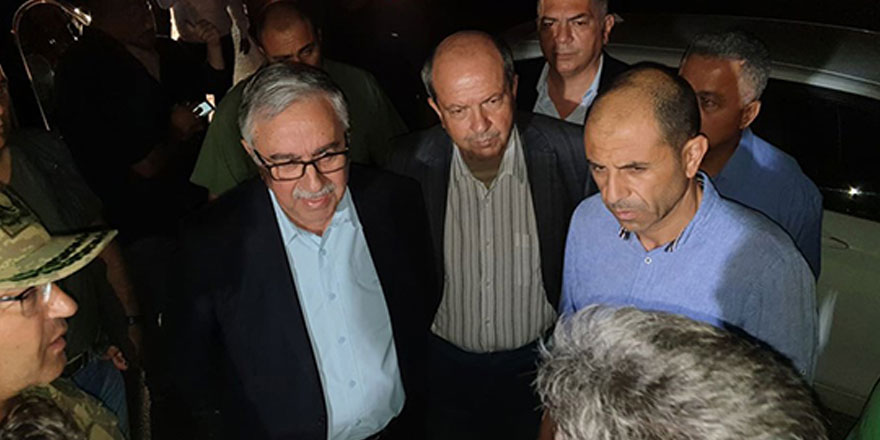 Akıncı, Başbakan ve Dışişleri Bakanı yangın bölgesinde incelemelerde bulundu