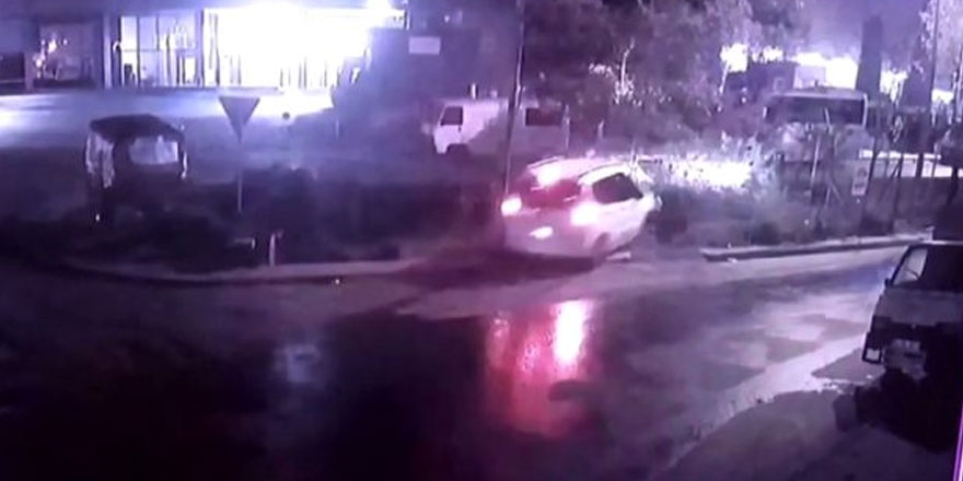 Alkollü sürücü süratli şekilde viraja girince kanala uçtu