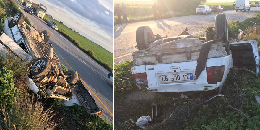 Karşı şeride geçerek takla attı